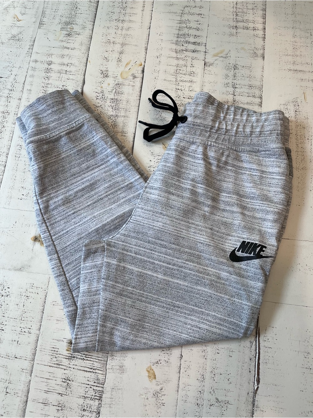 Nike Kids Light Gray Heather Jogger Pants with Black Logo